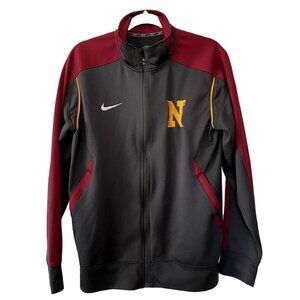 Nike | Varsity Zip Up Jacket with Letter N Embroidery | Red & Grey | Size: Large